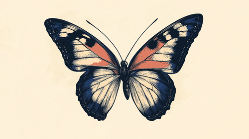 Artistic Butterfly Wallpaper | Blue Orange Wings Mural