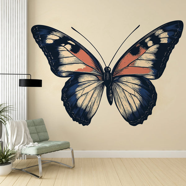 Artistic Butterfly Wallpaper | Blue Orange Wings Mural