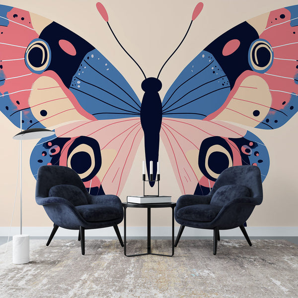 Soft Color Butterfly Wallpaper | Pink Blue Wall Mural