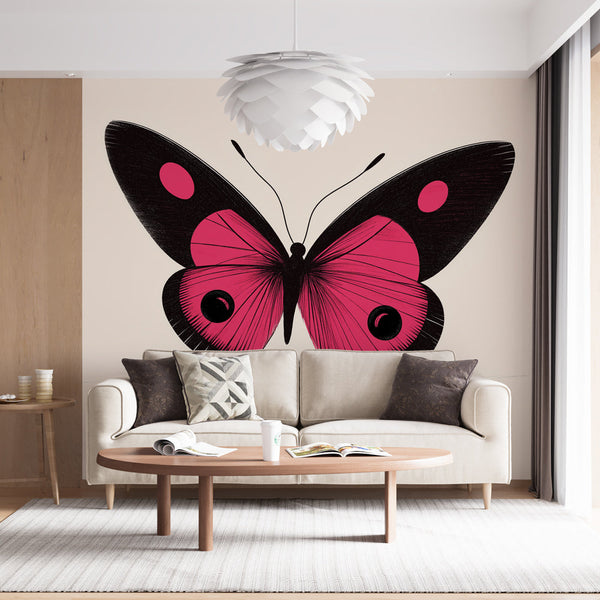 Pink Black Butterfly Wallpaper | Vibrant Pattern Mural