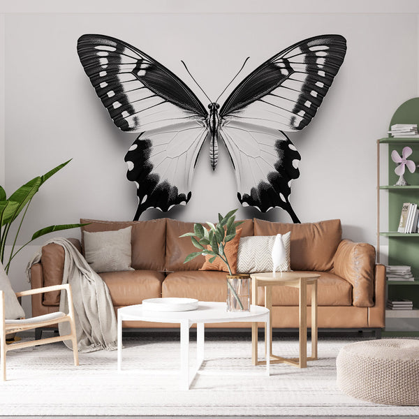 Black White Butterfly Wallpaper | Monochrome Elegance Mural