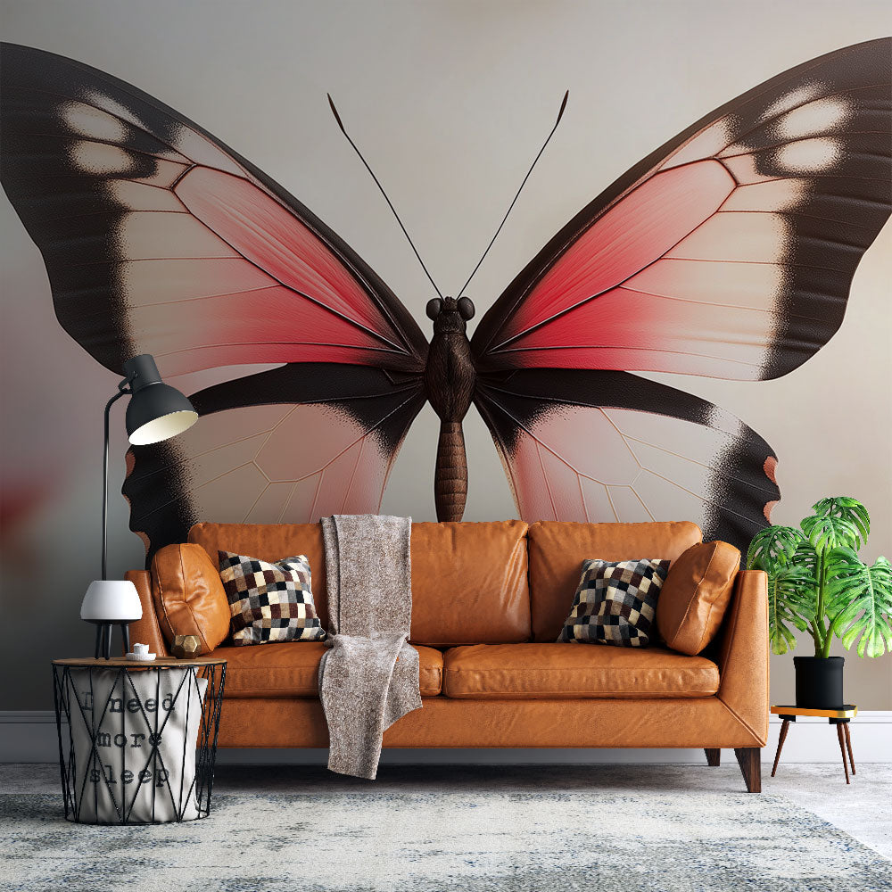 Butterfly Wallpaper | Pink and Black Wings on Soft Backdrop