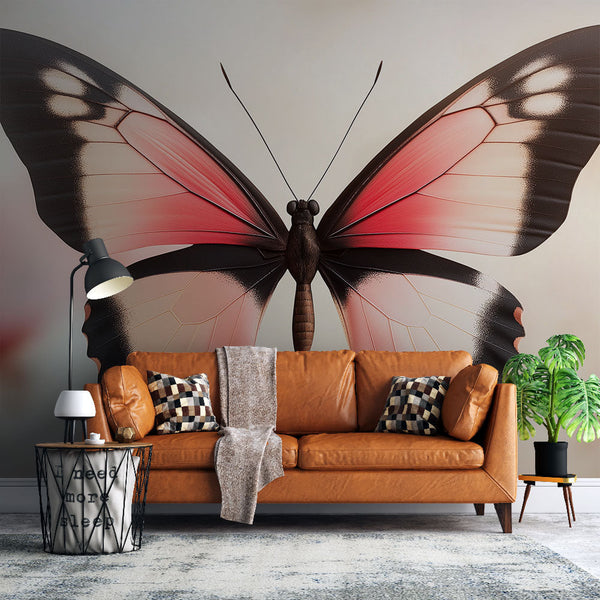 Butterfly Wallpaper | Pink and Black Wings on Soft Backdrop