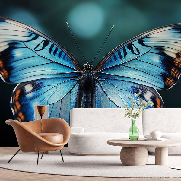 Butterfly Wallpaper | Radiant Blue Insect on Dark Background
