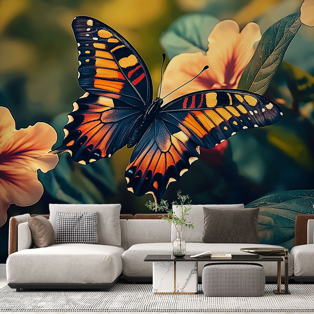 Butterfly Wallpaper | Colorful Insect on Brilliant Floral