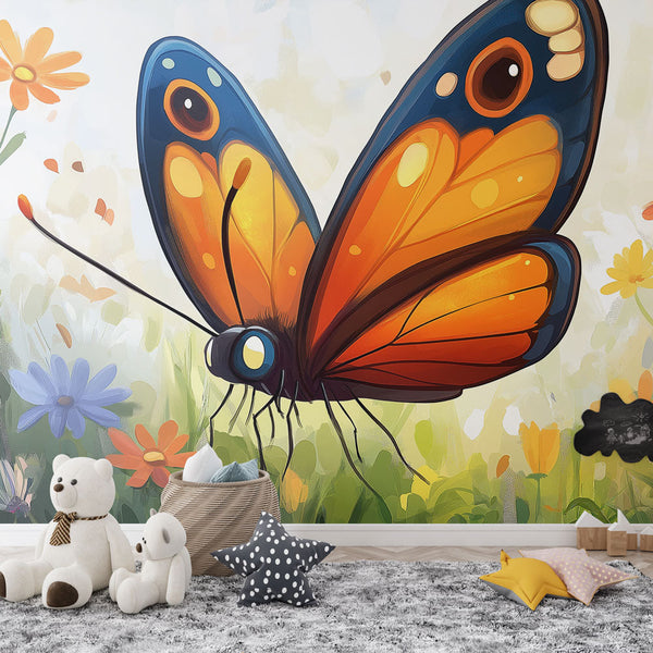 Butterfly wallpaper | Colorful butterfly on luminous floral ground
