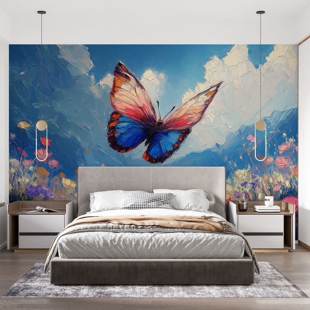 Butterfly Wallpaper | Colourful Butterfly on Vibrant Floral