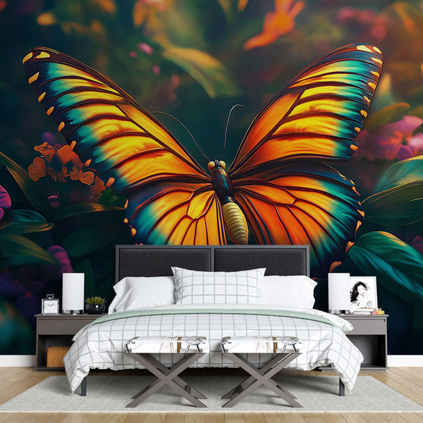 Butterfly Wallpaper | Radiant Butterfly on Lush Floral