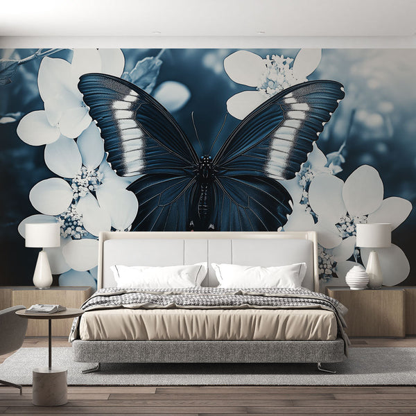 Butterfly Wallpaper | Elegant Butterfly on White Flowers