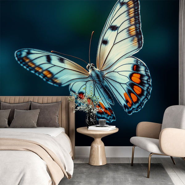 Blue Orange Butterfly Wallpaper | Graceful Wings Mural