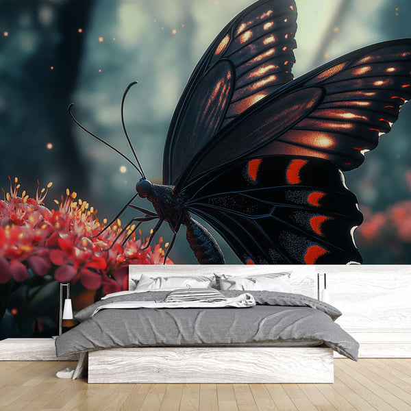 Majestic Butterfly Wallpaper | Brilliant Flowers Mural