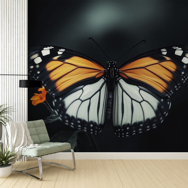 Monarch Butterfly Wallpaper | Vibrant Wings on Dark Mural
