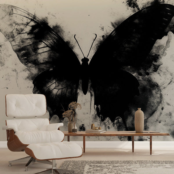 Butterfly Wallpaper | Striking Black Butterfly on White