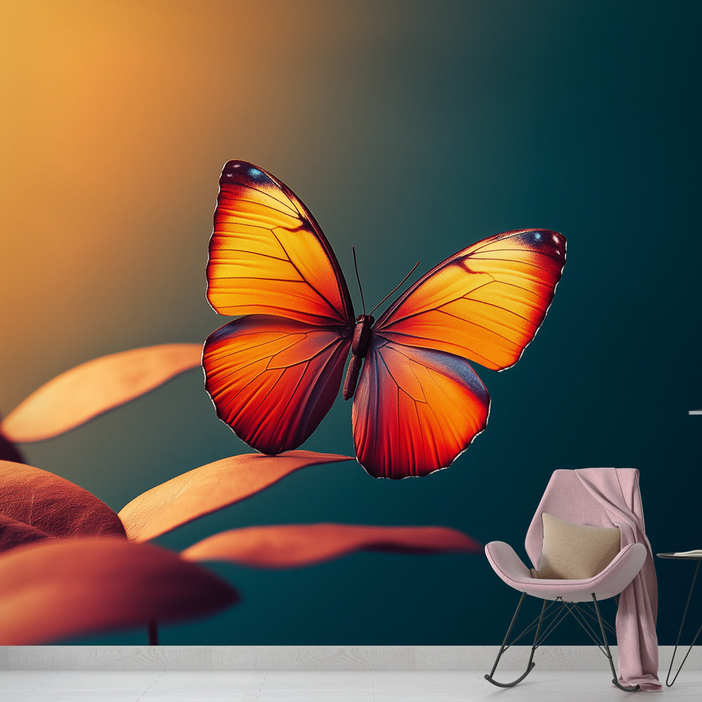 Butterfly Wallpaper | Brilliant Orange on Gradient Background