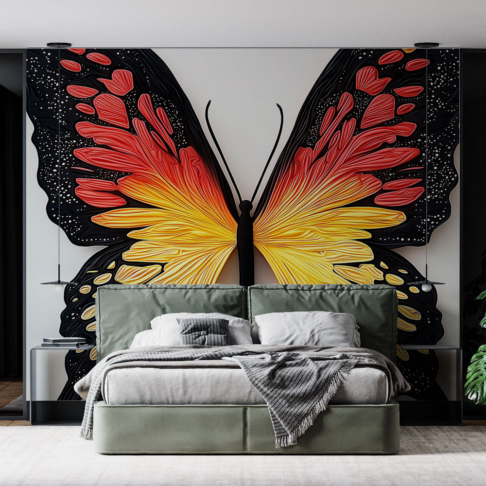 Butterfly Wallpaper | Stylised Butterfly in Bold Colours