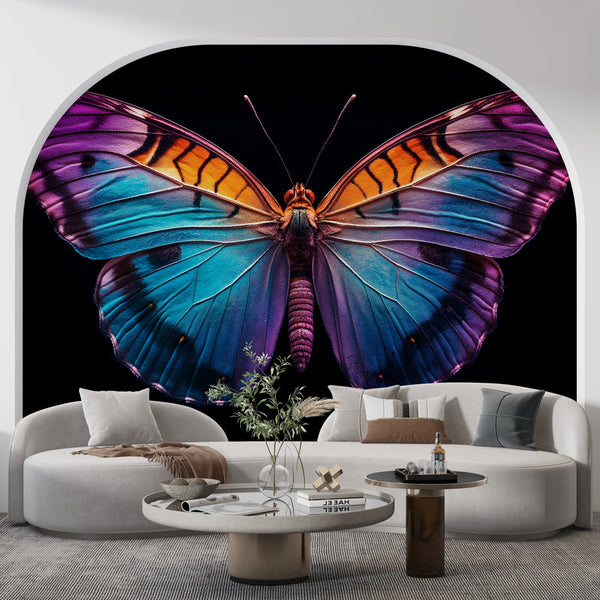 Butterfly Wallpaper | Vibrant Bright Colors on Black
