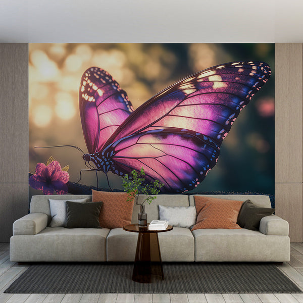 Butterfly Wallpaper | Violet Butterfly on Flowering Branch