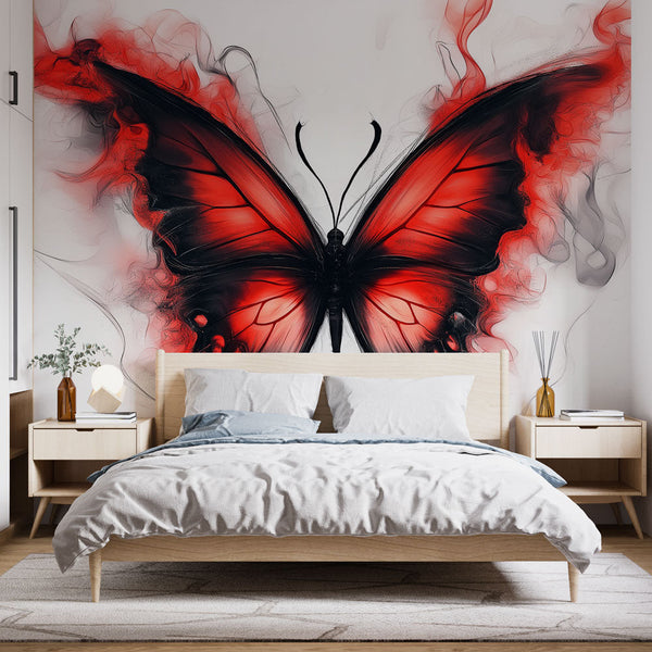 Red Butterfly Wallpaper | Stylised Red and Black Wings