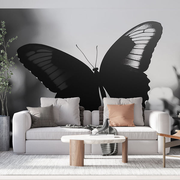 Butterfly Wallpaper | Butterfly Silhouette on Floral Backdrop