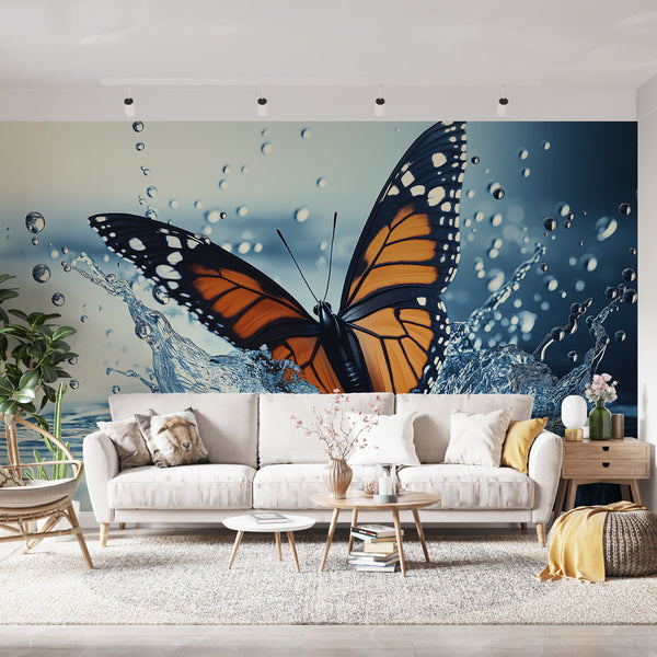 Butterfly Wallpaper | Magnificent Orange in Water Splash