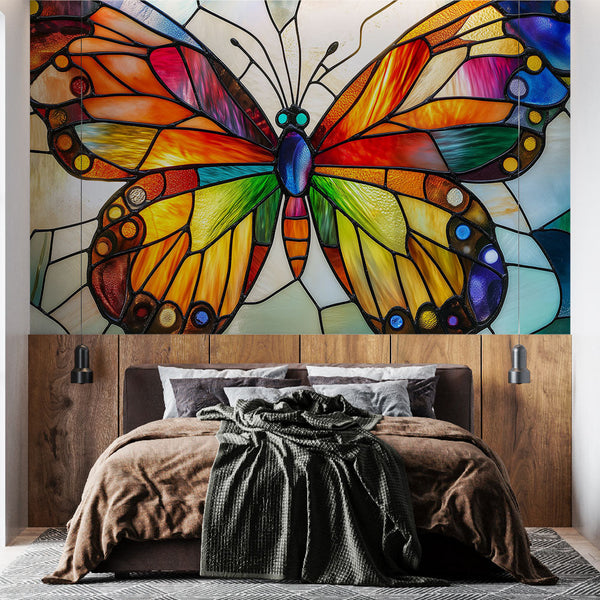 Butterfly Wallpaper | Stained Glass Style Colourful Details
