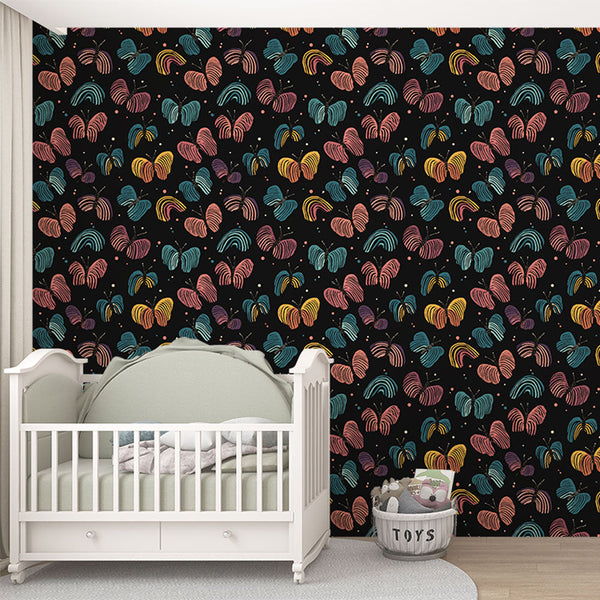 Butterfly Wallpaper | Multicolored Butterflies on Black