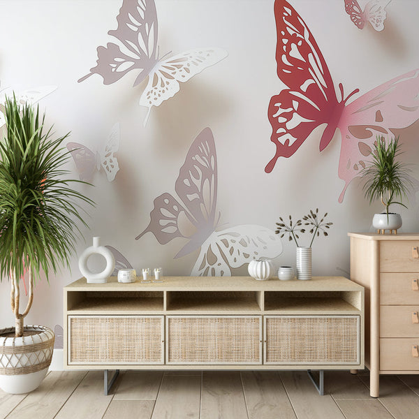 Elegant Butterflies Wallpaper | Paper-Cut Wall Mural Relief