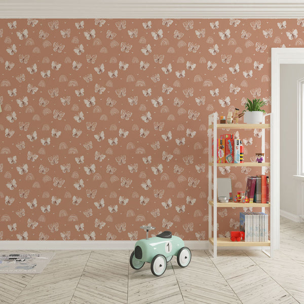 Butterfly Wallpaper | Butterflies & Rainbows on Pink