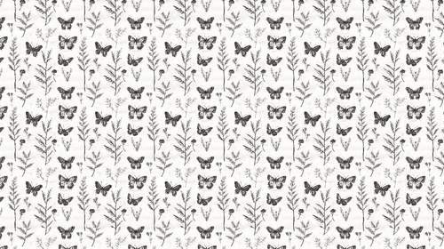 Black & White Butterfly Wallpaper | Delicate Botanical