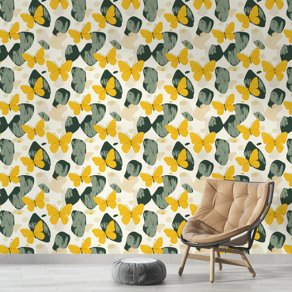 Yellow Butterfly Wallpaper | Vibrant Wings & Green Leaves