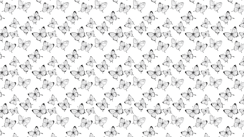 Black and White Butterflies Wall Mural on White