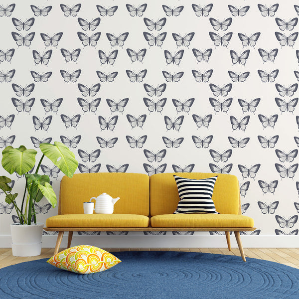 Butterfly Wallpaper | Black and White Butterflies, Light Ground
