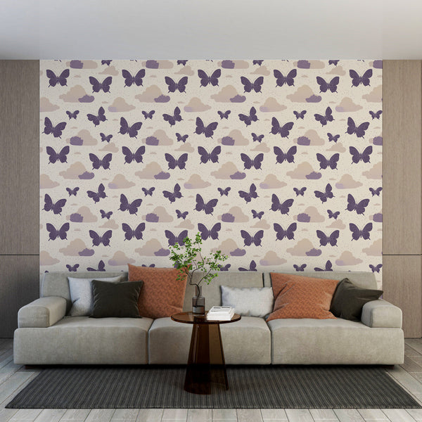 Butterfly Wallpaper | Violet Butterflies Among Soft Clouds