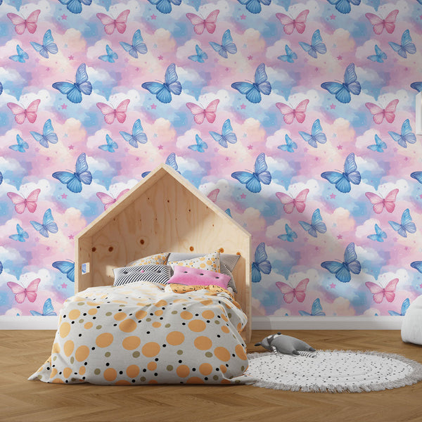 Butterfly Wallpaper | Colourful Butterflies & Pastel Clouds