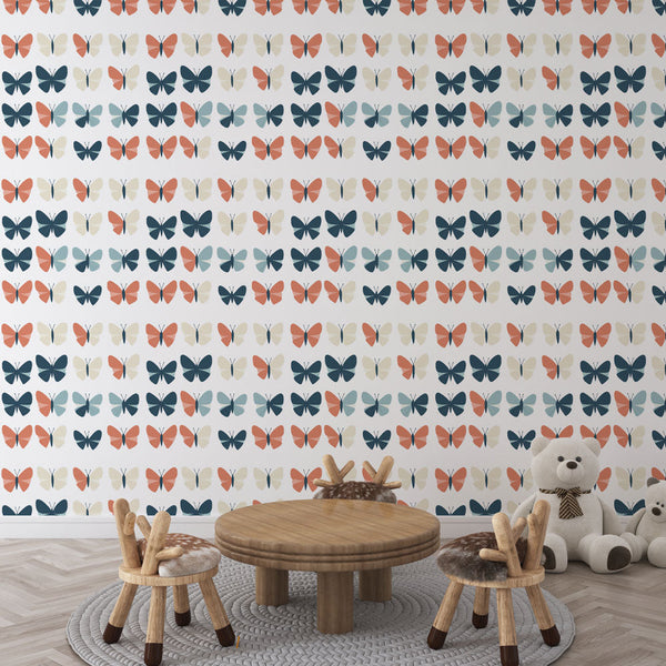 Butterfly Wallpaper | Colourful Butterflies on a Light Ground
