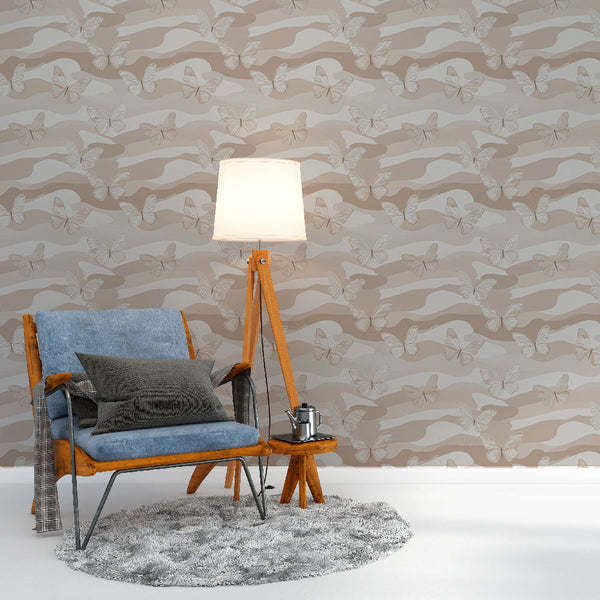 Butterfly Wallpaper | Sketched Wings on Soft Cream