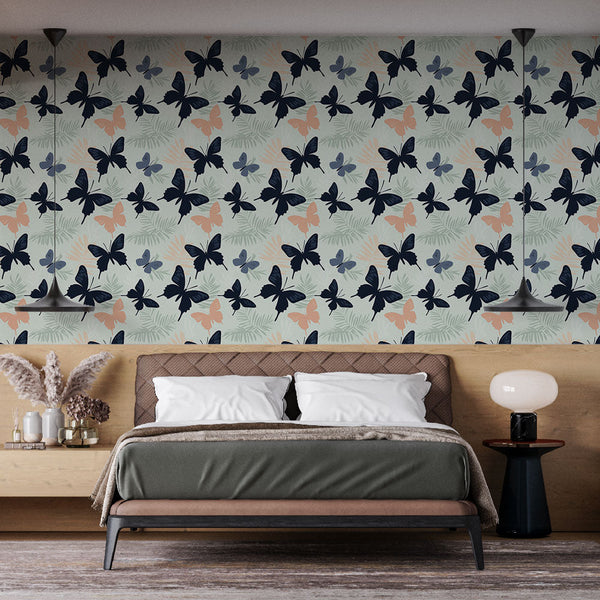 Colourful Butterflies Wall Mural on Pastel Backdrop