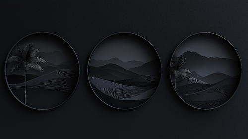 Abstract Palms and Mountains Wallpaper | Monochrome Mural