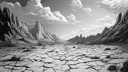 Arid Landscape Wallpaper | Black and White Desert Mural