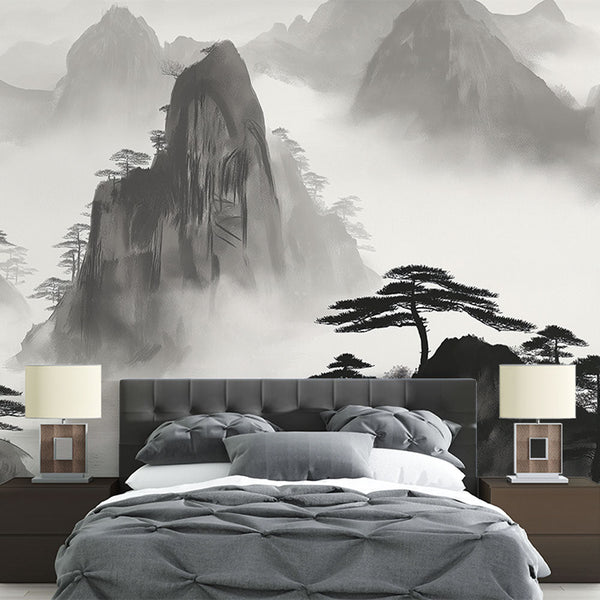Chinese Landscape Wallpaper | Misty Mountains Wall Mural