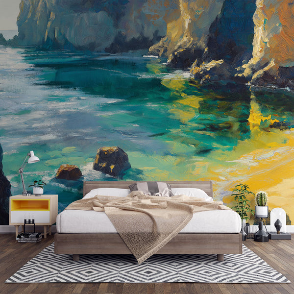 Coastal Landscape Wallpaper | Sunny Coves and Sea Rocks
