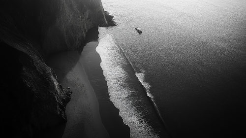 Black and White Beach Wallpaper | Calm Sea Wall Mural