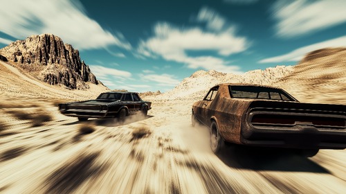 Desert Landscape Wallpaper | Vintage Cars Racing Wall Mural