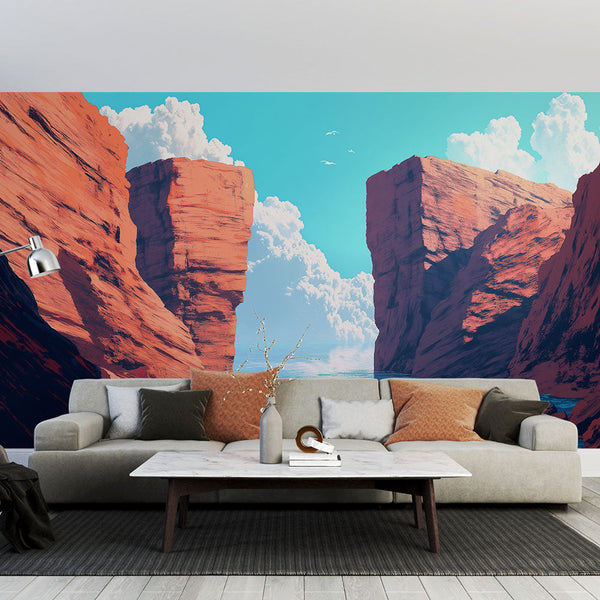 Red Canyon Sea Wallpaper | Turquoise Wall Mural