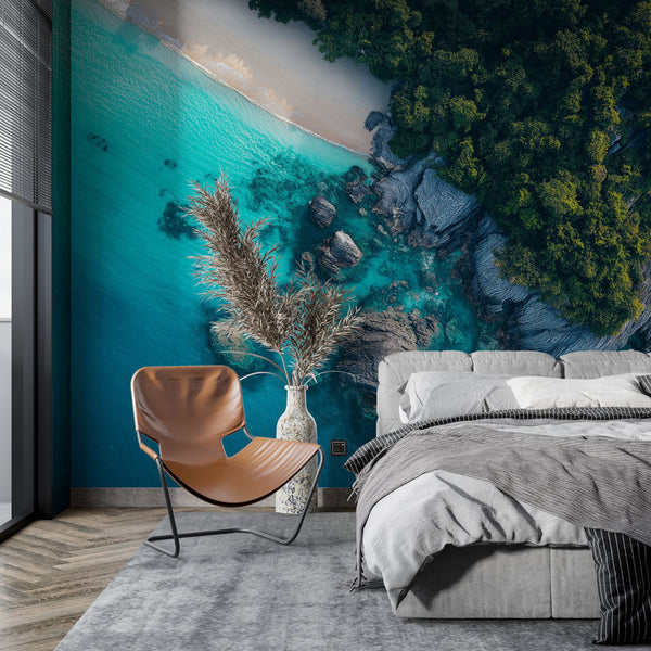 Seascape wallpaper | Peaceful coast turquoise wall mural