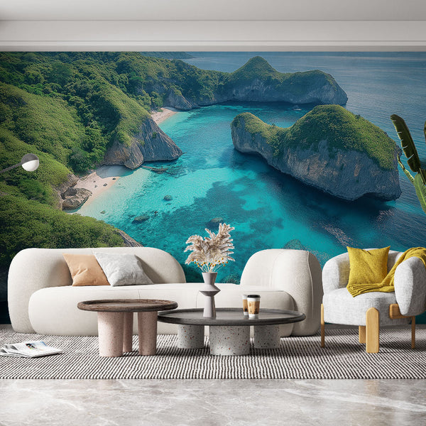 Tropical Cove Wallpaper | Turquoise Sea Wall Mural