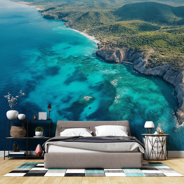Marine Landscape Wallpaper | Dazzling Blue Tones & Natural Mural