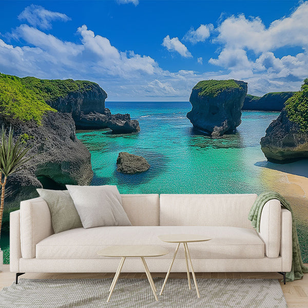 Marine landscape wallpaper | Iconic rocks crystal water mural