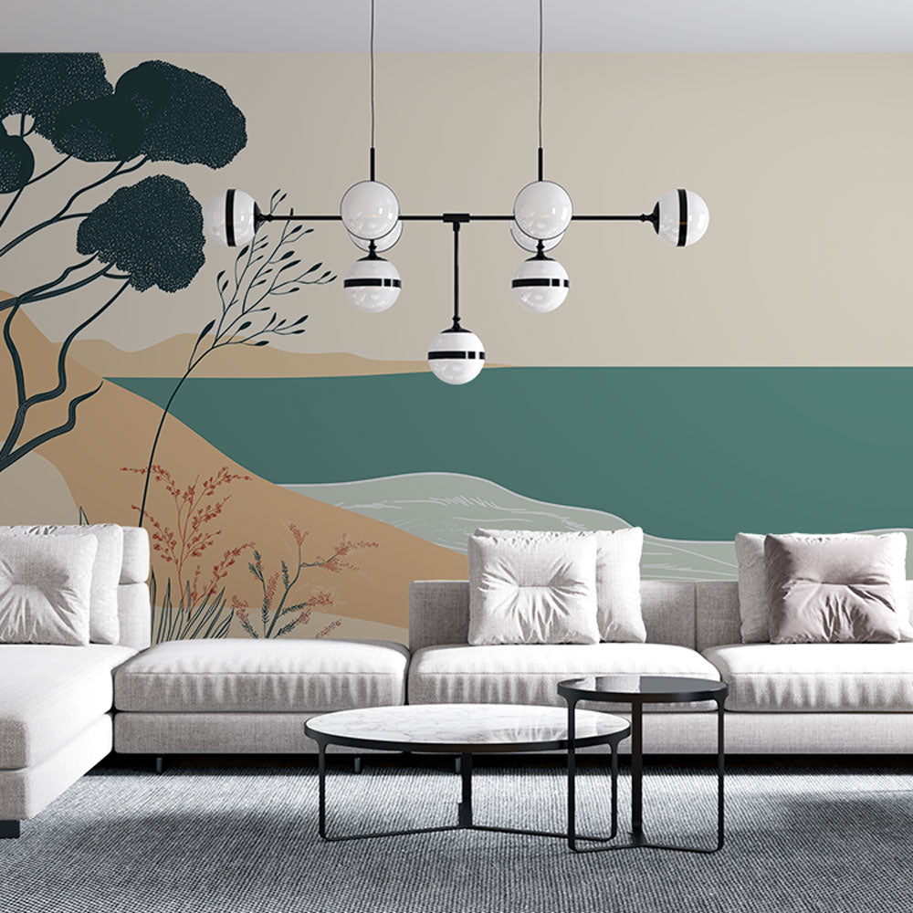 Seascape Wallpaper | Tranquil Beach Vegetation Wall Mural