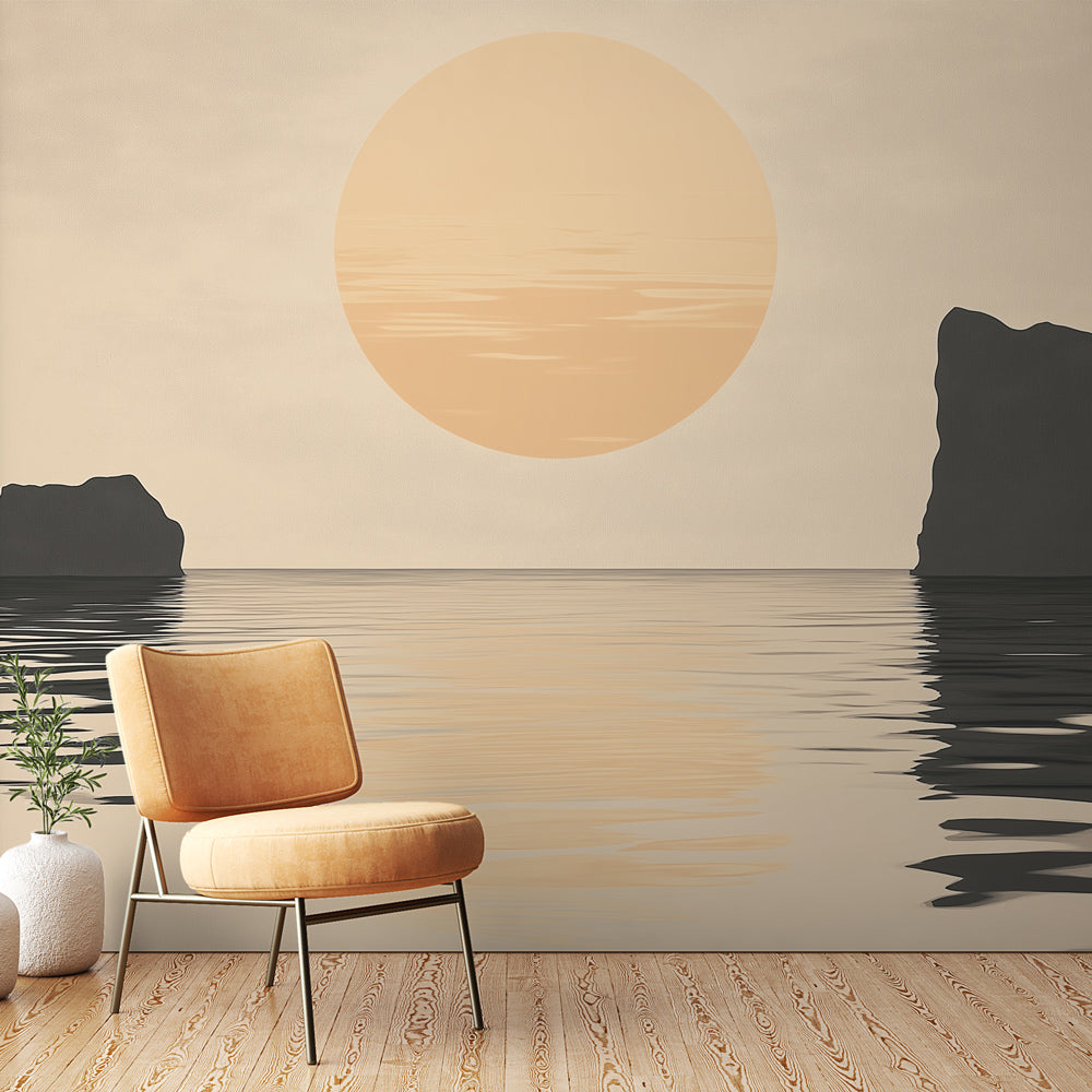 Seascape Wallpaper | Rocks at Sunset Wall Mural